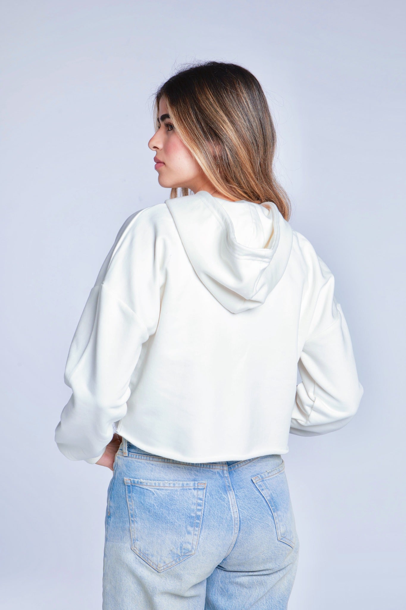 EMBROIDERED CROP HOODIE (OFF-WHITE)
