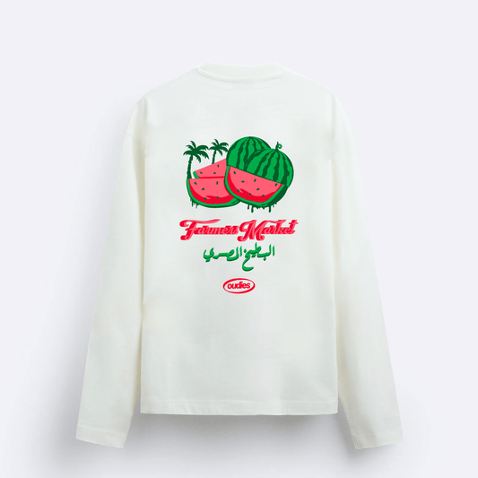 Farmers Market Watermelon Long Sleeve Tee (White)