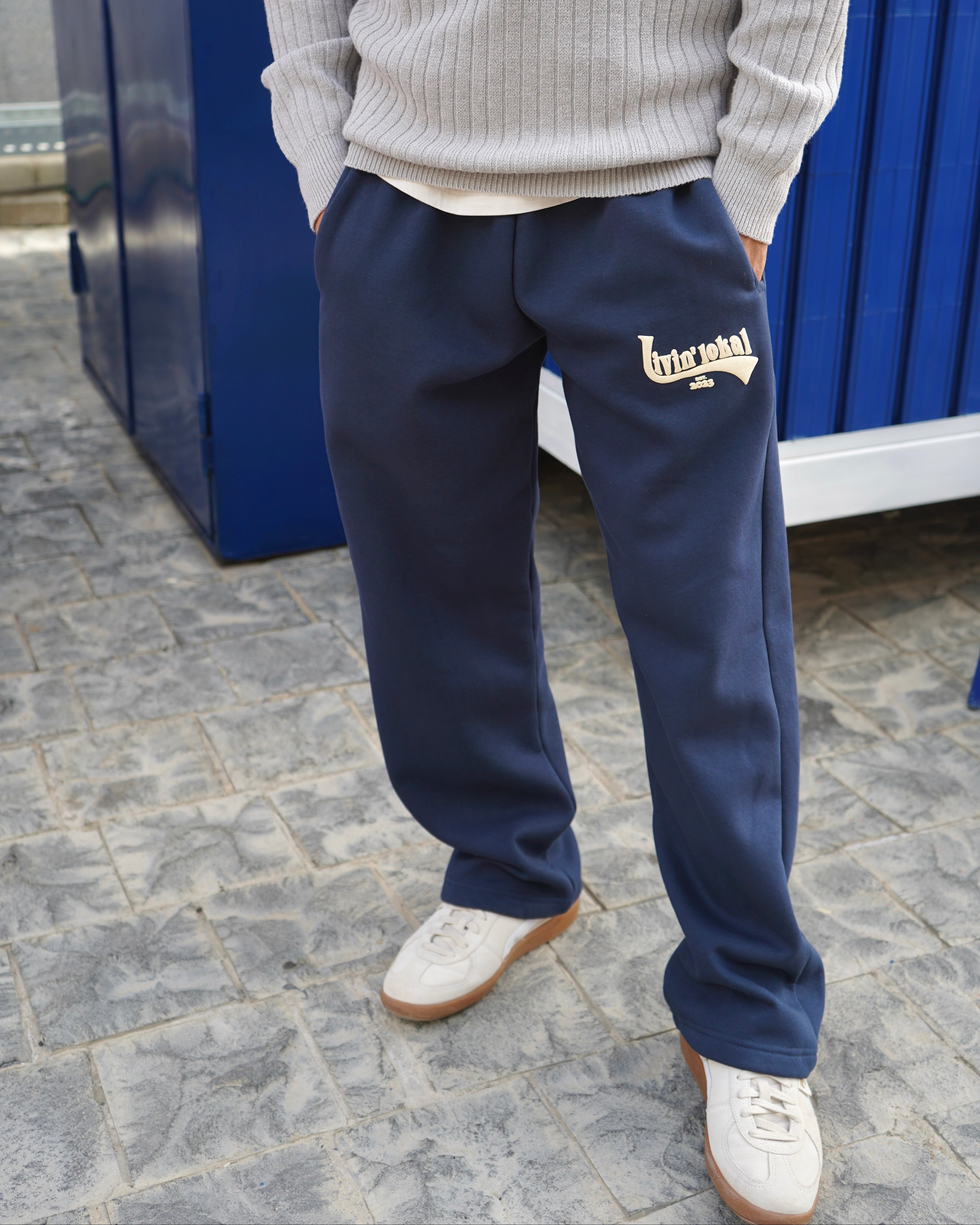 Navy Livin' Lokal Puff Print Sweatpants