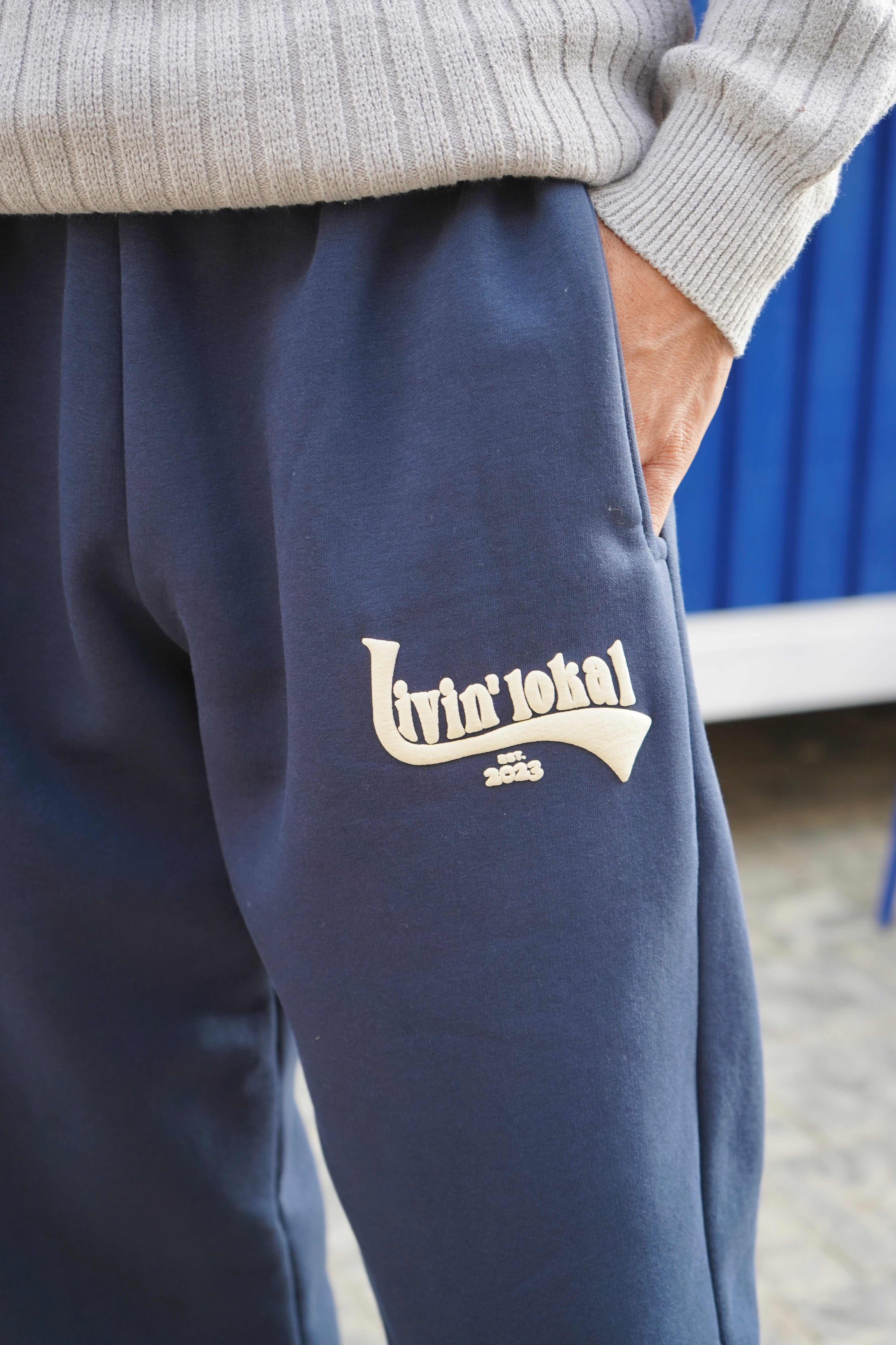 Navy Livin' Lokal Puff Print Sweatpants