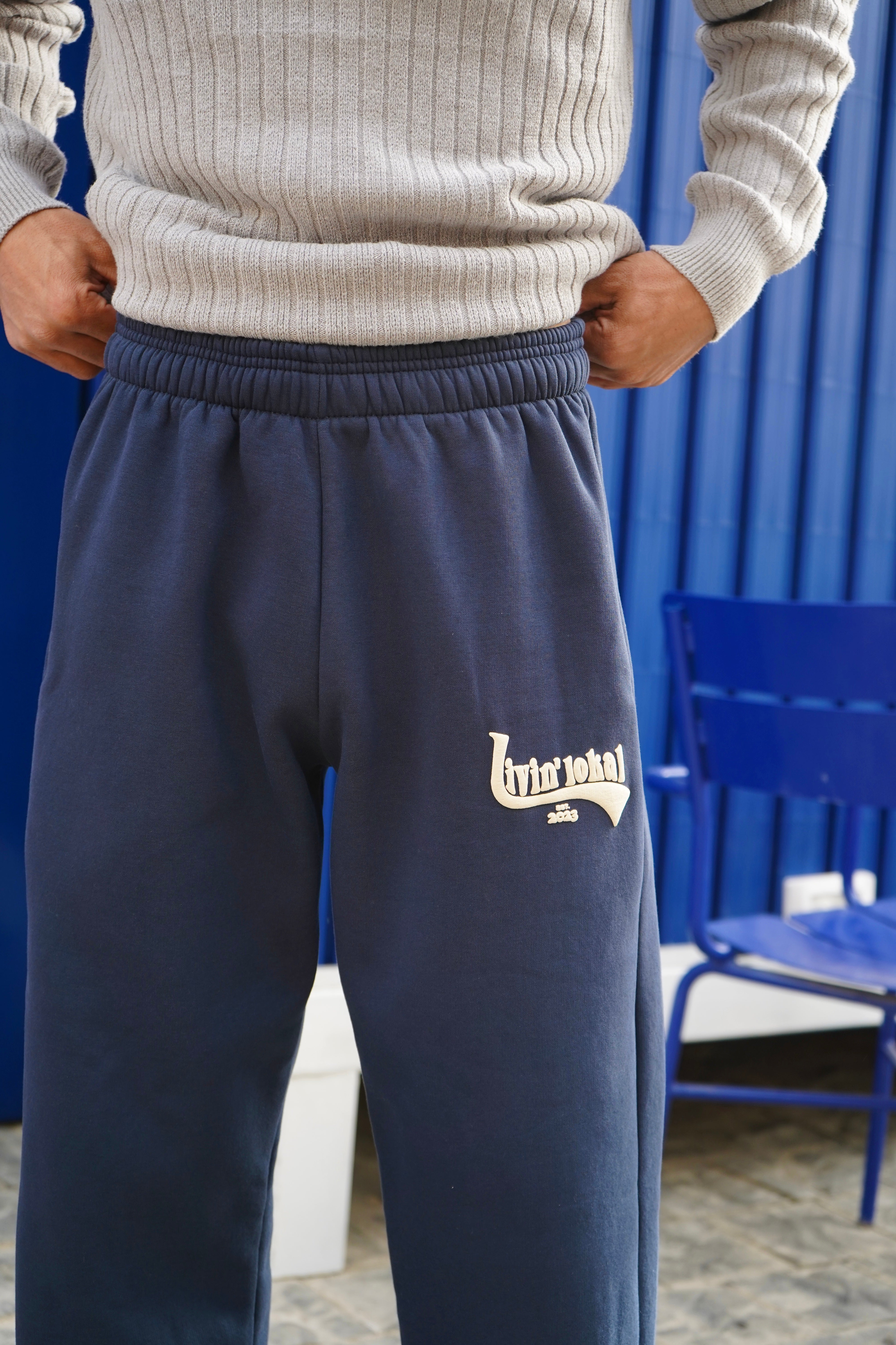 Navy Livin' Lokal Puff Print Sweatpants