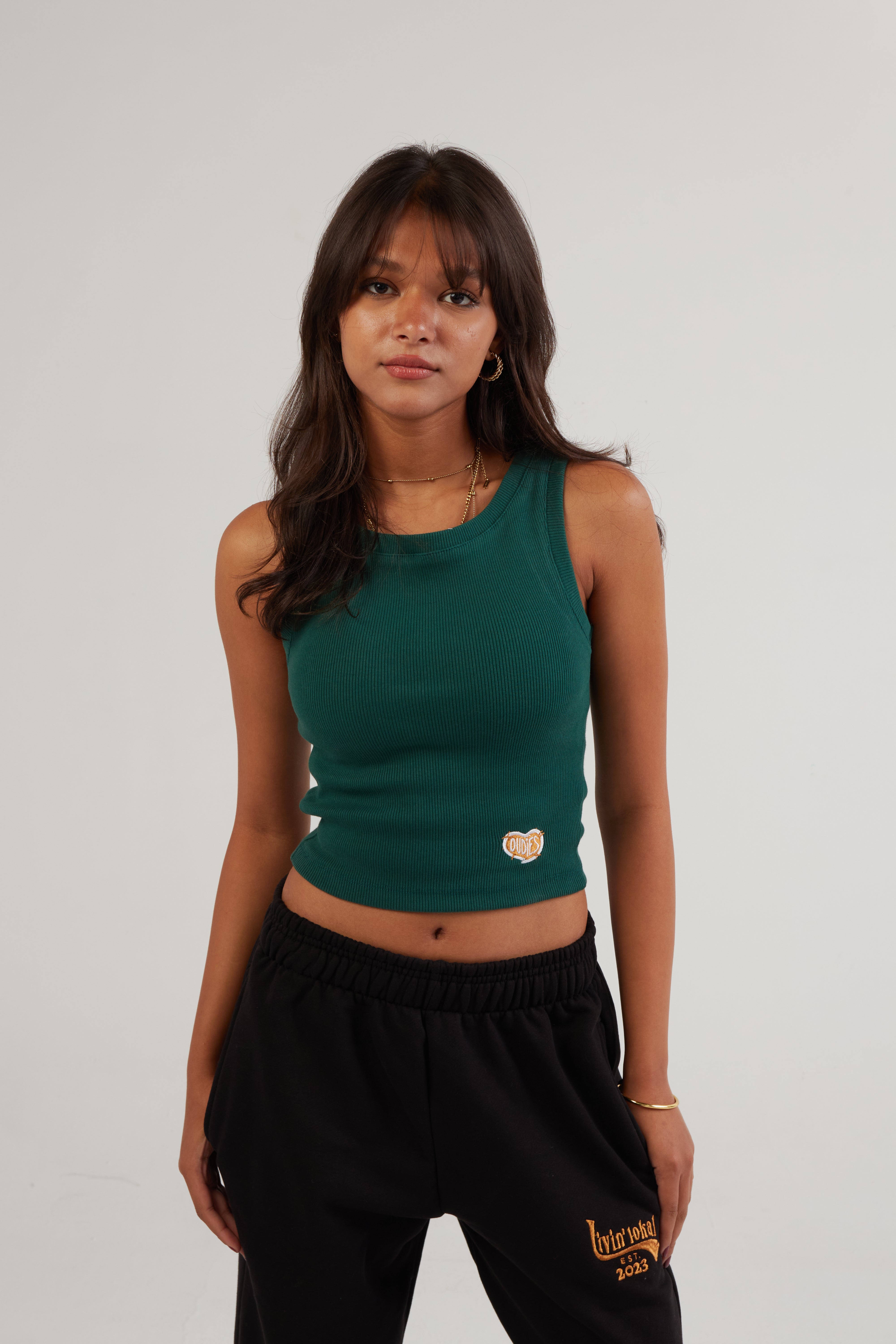 OUDIES RIBBED TANK TOP (EMERALD)