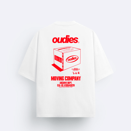 OUDIES MOVING CO TEE WHITE (BOXY FIT)