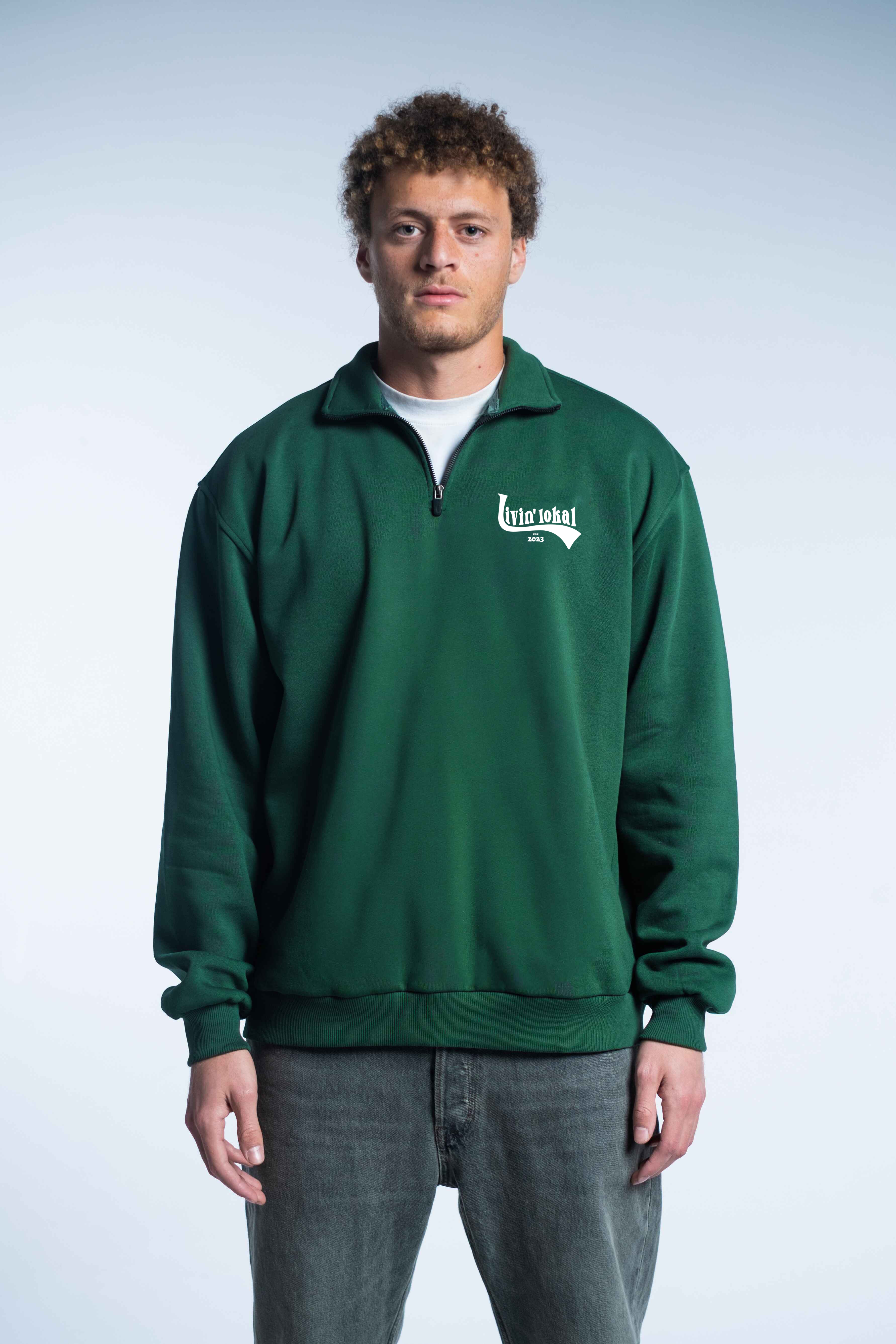 Quarter Zip Livin' Lokal Green